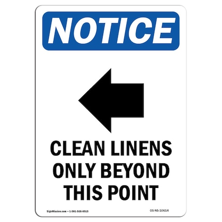 Signmission OSHA Notice, Sign, 5" Height, Clean Linens Only Sign With Symbol, 5" X 3.5", Portrait OS-NS-D-35-V-10614